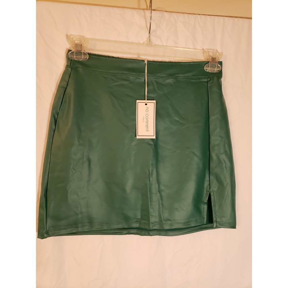 Women's NYLA No Comment Green Faux Leather Mini Skirt Size M